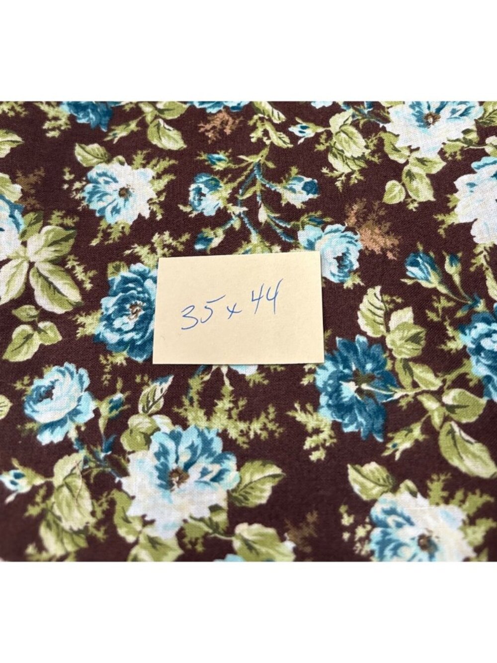 Floral Cotton Fabric Brown Blue Green Roses 35x44" Sewing Quilting Craft - Picture 4 of 11